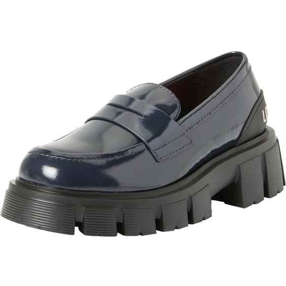 Love Moschino Navy Patent Leather Loafer new in box - Picture 1 of 9